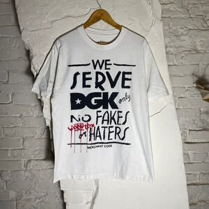 2000s DGK NO FAKES NO HATERS White Graphic‎ T Shirt Men's Medium